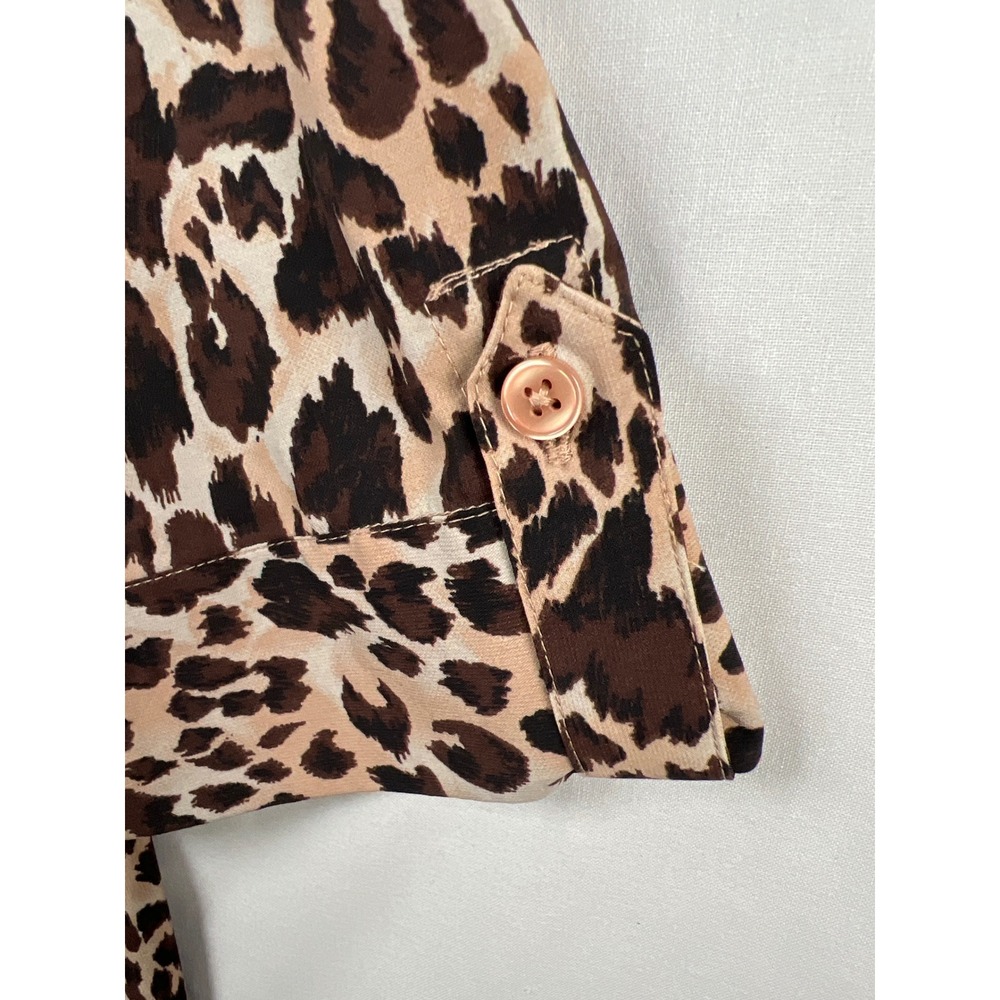 Catherines Button Down Shirt Womens 2X Brown Leopard Animal Print - Picture 8 of 10